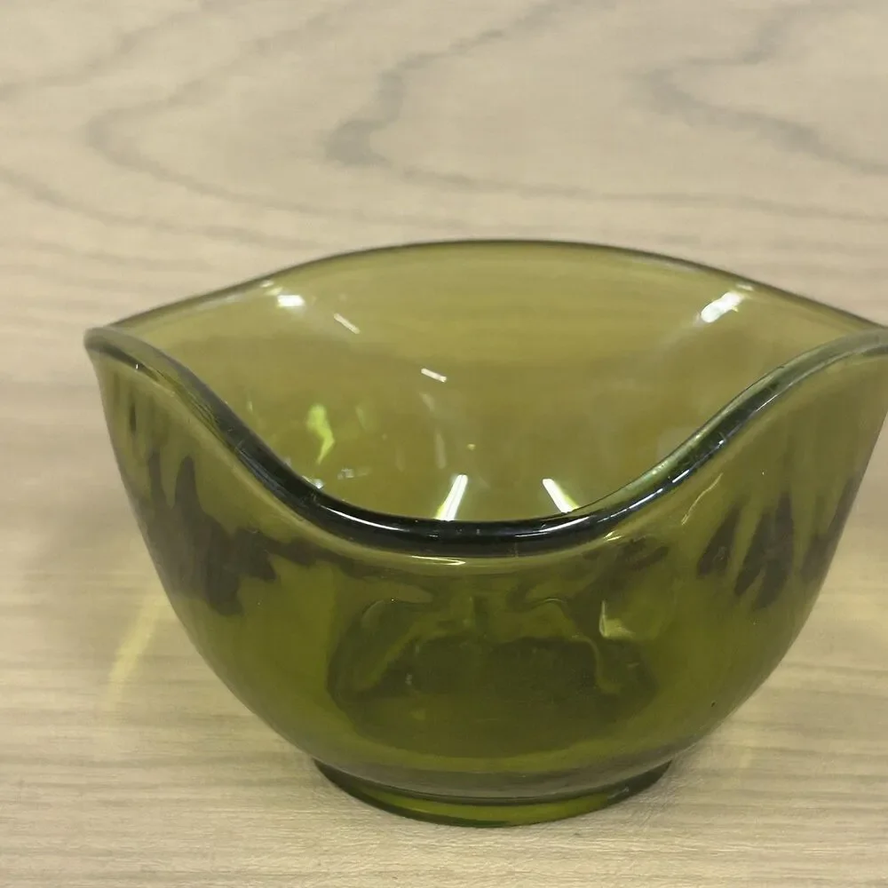 Indiana Glass Avocado Green “Tri-Top” Dip Bowl 1960’s 1970’s Replacement